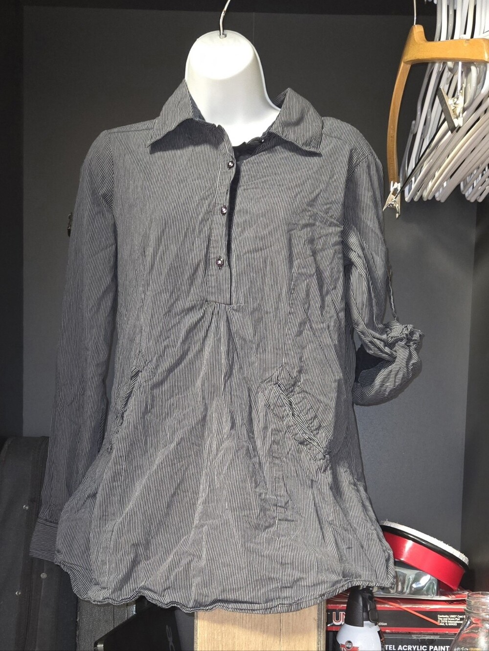ONLY Limitless Striped V-Neck Tunic Blouse – Size Medium
